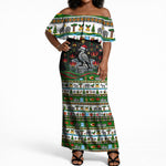 Zimbabwe Christmas Bird Elephant Off Shoulder Maxi Dress Kisimusi Yakanaka - Bird Victoria Falls - Ugly Pixel Art