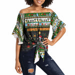 Zimbabwe Christmas Bird Elephant Off Shoulder Wrap Waist Top Kisimusi Yakanaka - Bird Victoria Falls - Ugly Pixel Art