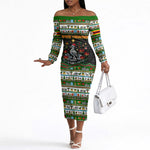 Zimbabwe Christmas Bird Elephant Off The Shoulder Long Sleeve Dress Kisimusi Yakanaka - Bird Victoria Falls - Ugly Pixel Art