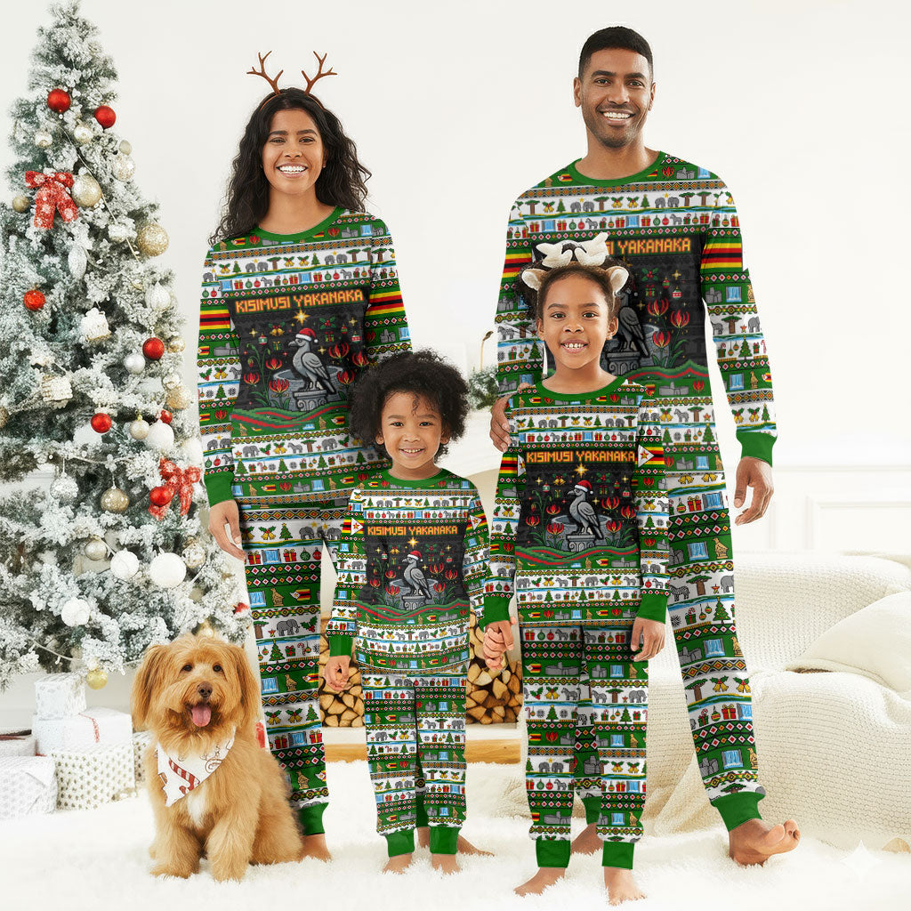 Zimbabwe Christmas Bird Elephant Christmas Pajama Set Kisimusi Yakanaka - Bird Victoria Falls - Ugly Pixel Art