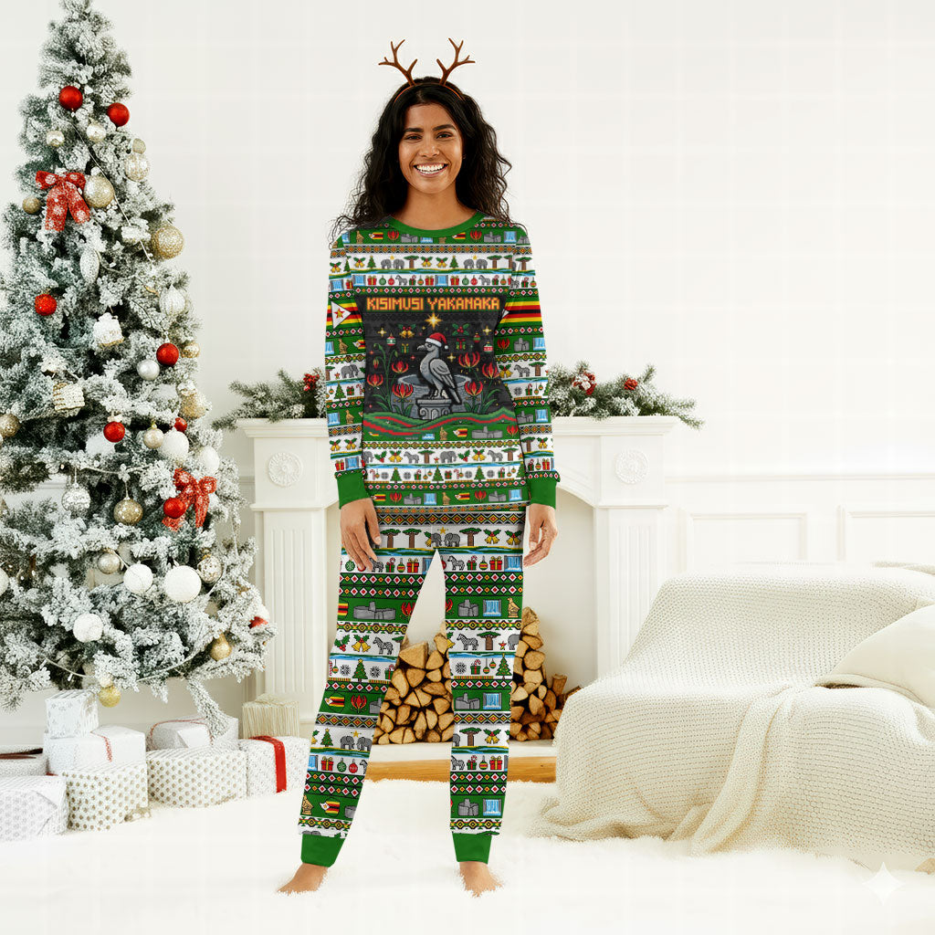 Zimbabwe Christmas Bird Elephant Christmas Pajama Set Kisimusi Yakanaka - Bird Victoria Falls - Ugly Pixel Art