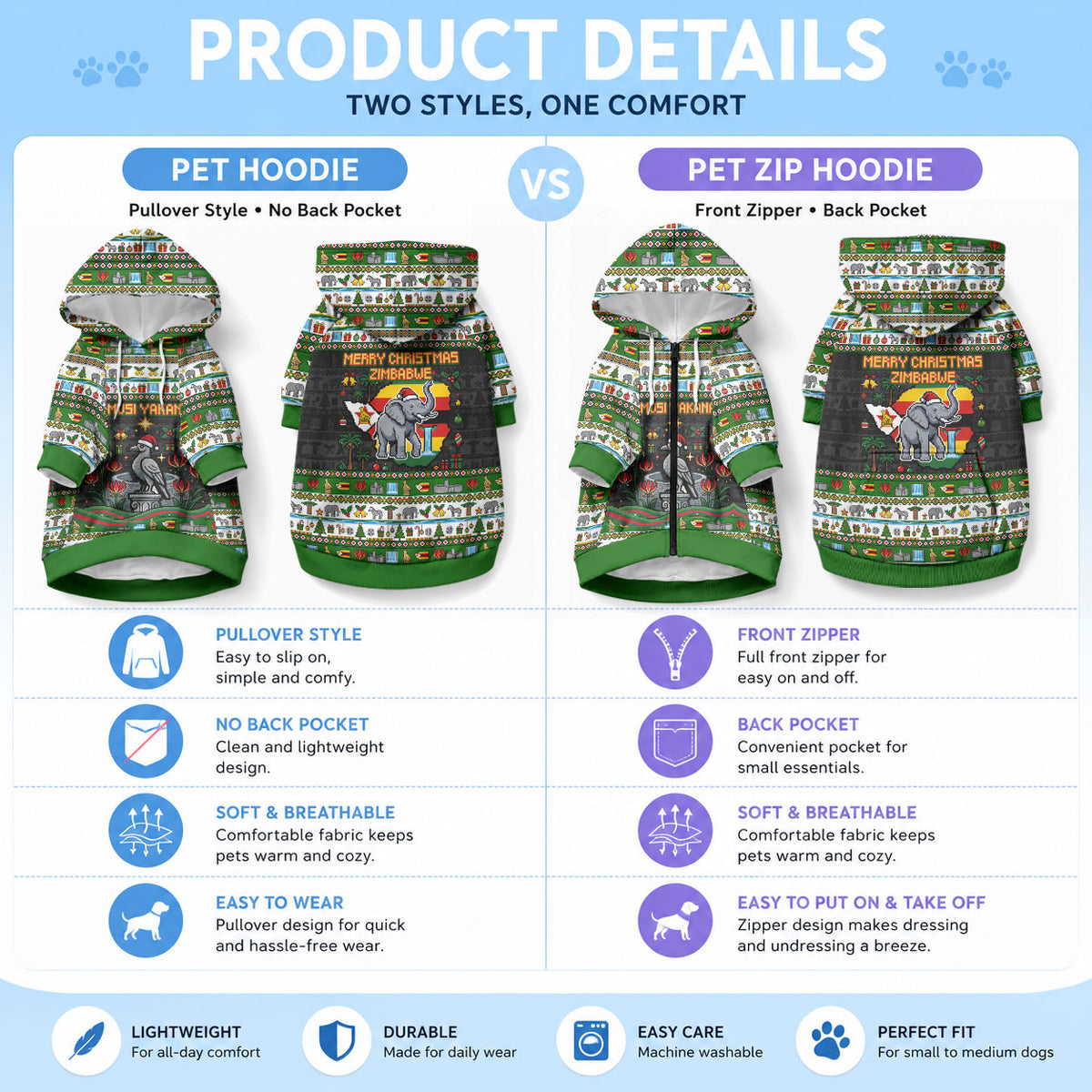 Zimbabwe Christmas Bird Elephant Pet Hoodie Kisimusi Yakanaka - Bird Victoria Falls - Ugly Pixel Art