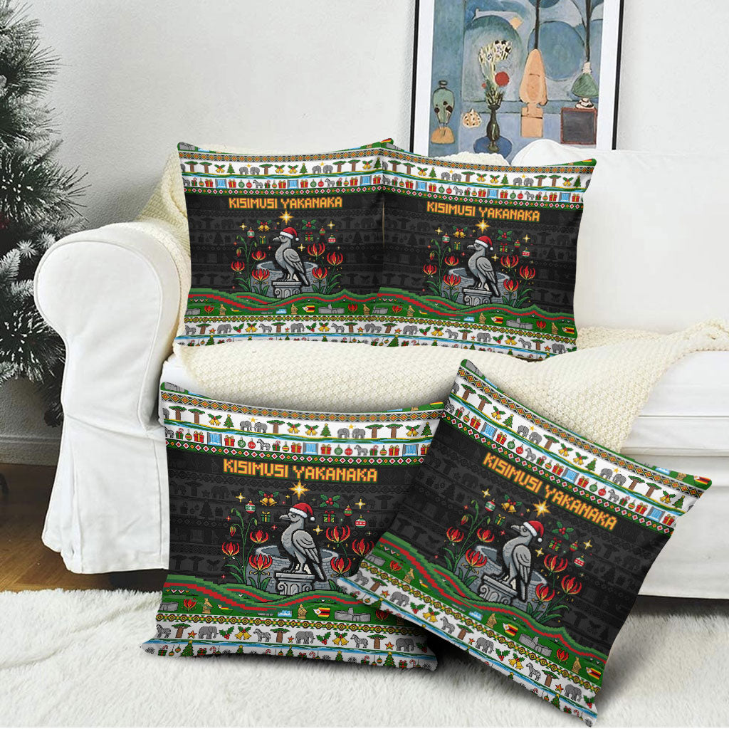 Zimbabwe Christmas Bird Elephant Pillow Cover Kisimusi Yakanaka - Bird Victoria Falls - Ugly Pixel Art