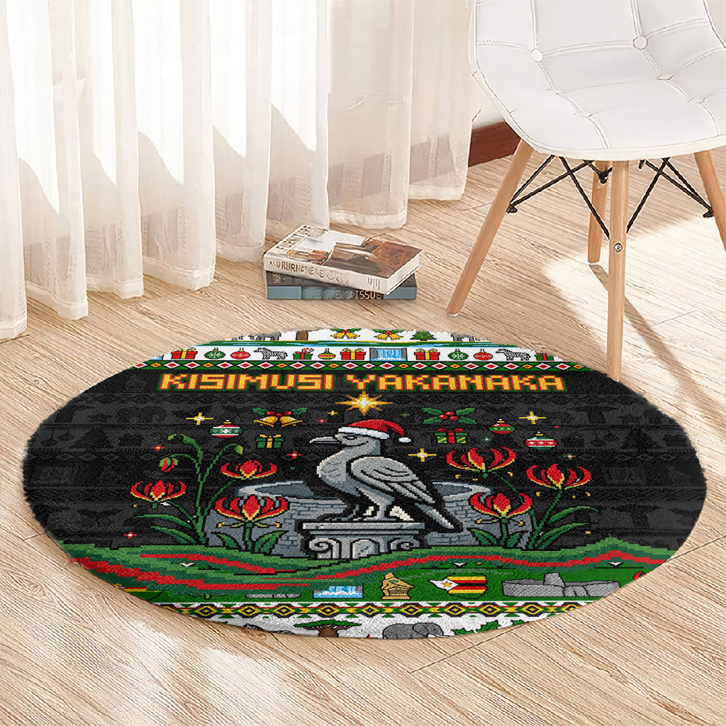Zimbabwe Christmas Bird Elephant Round Carpet Kisimusi Yakanaka - Bird Victoria Falls - Ugly Pixel Art