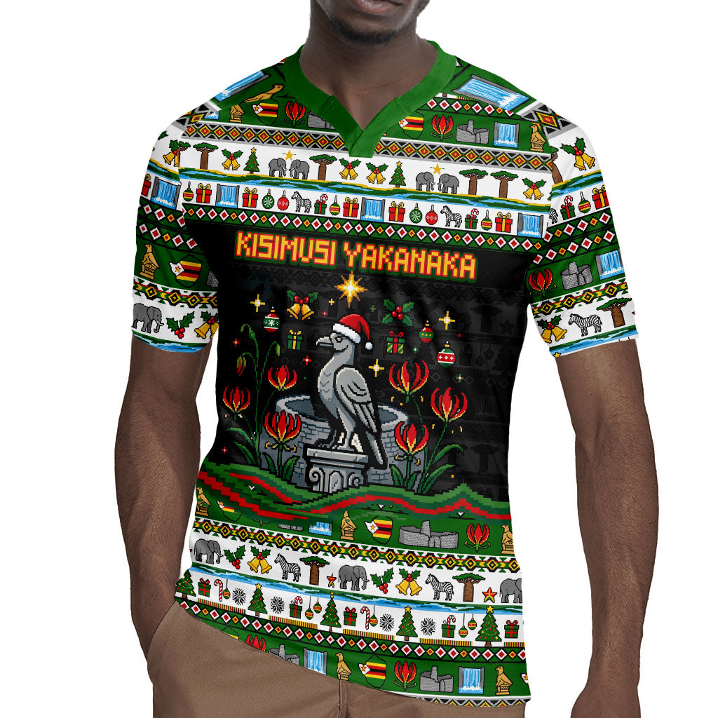 Zimbabwe Christmas Bird Elephant Rugby Jersey Kisimusi Yakanaka - Bird Victoria Falls - Ugly Pixel Art
