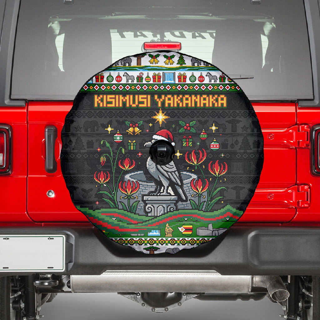 Zimbabwe Christmas Bird Elephant Spare Tire Cover Kisimusi Yakanaka - Bird Victoria Falls - Ugly Pixel Art