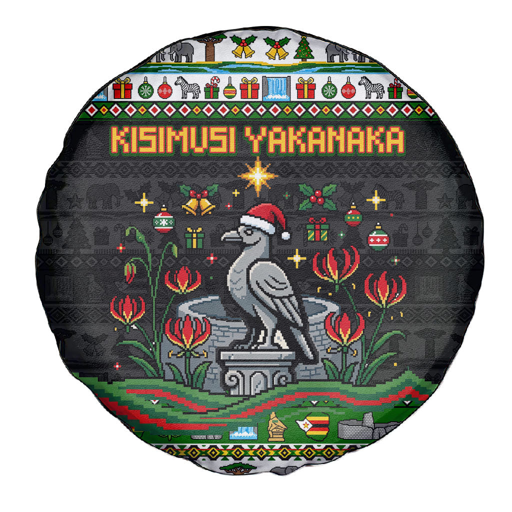 Zimbabwe Christmas Bird Elephant Spare Tire Cover Kisimusi Yakanaka - Bird Victoria Falls - Ugly Pixel Art