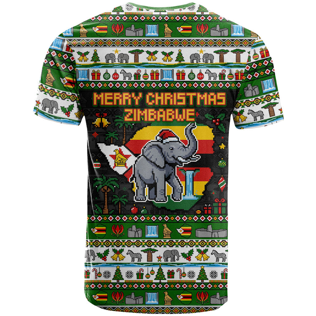 Zimbabwe Christmas Bird Elephant T shirt Kisimusi Yakanaka - Bird Victoria Falls - Ugly Pixel Art