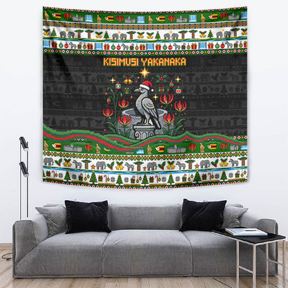 Zimbabwe Christmas Bird Elephant Tapestry Kisimusi Yakanaka - Bird Victoria Falls - Ugly Pixel Art