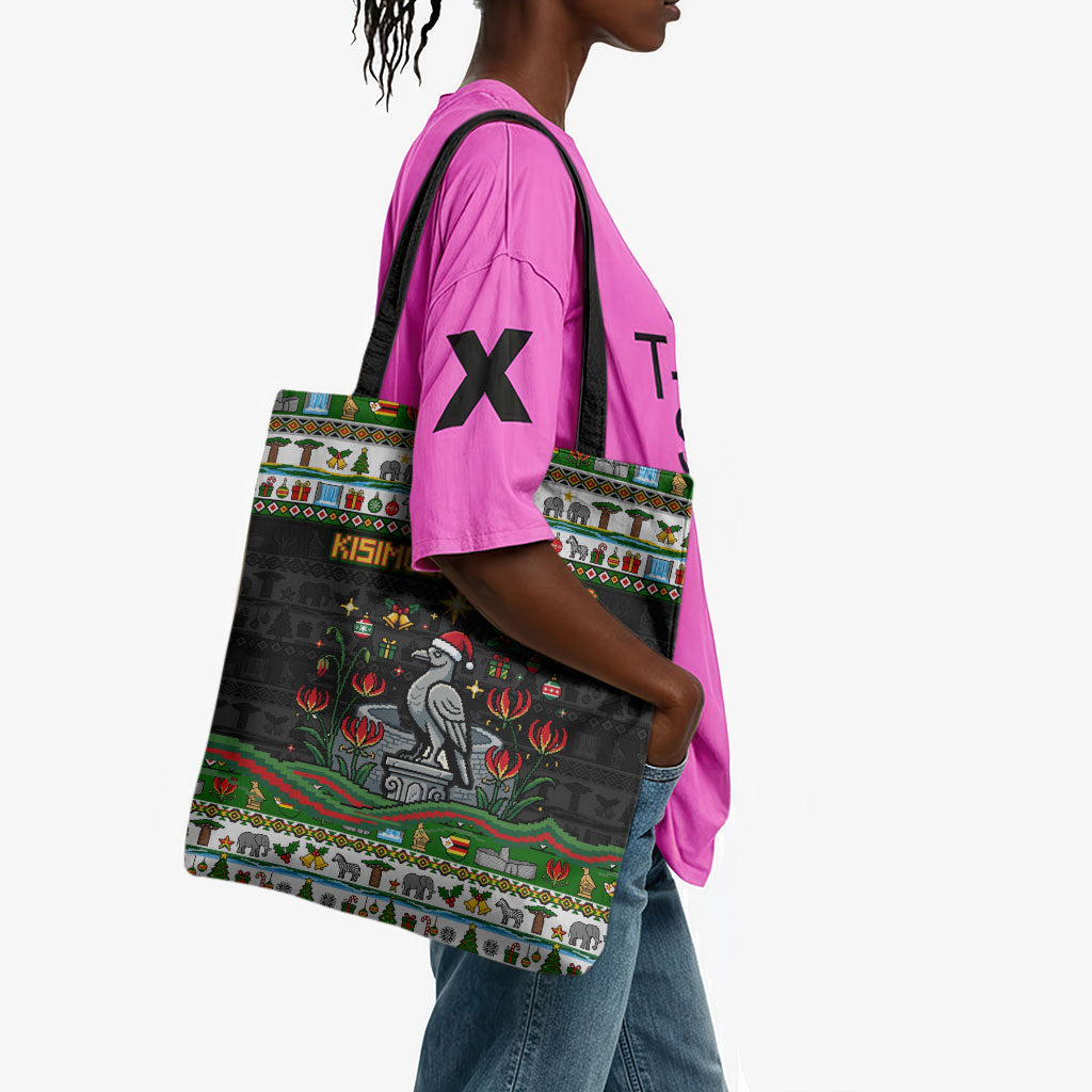 Zimbabwe Christmas Bird Elephant Tote Bag Kisimusi Yakanaka - Bird Victoria Falls - Ugly Pixel Art