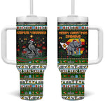 Zimbabwe Christmas Bird Elephant Tumbler With Handle Kisimusi Yakanaka - Bird Victoria Falls - Ugly Pixel Art