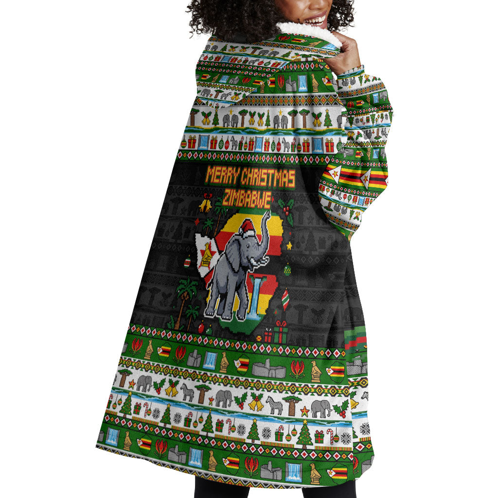 Zimbabwe Christmas Bird Elephant Wearable Blanket Hoodie Kisimusi Yakanaka - Bird Victoria Falls - Ugly Pixel Art