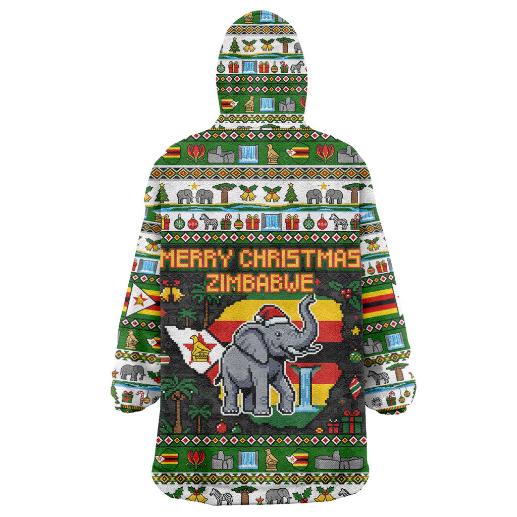 Zimbabwe Christmas Bird Elephant Wearable Blanket Hoodie Kisimusi Yakanaka - Bird Victoria Falls - Ugly Pixel Art