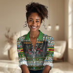 Zimbabwe Christmas Bird Elephant Women Casual Shirt Kisimusi Yakanaka - Bird Victoria Falls - Ugly Pixel Art