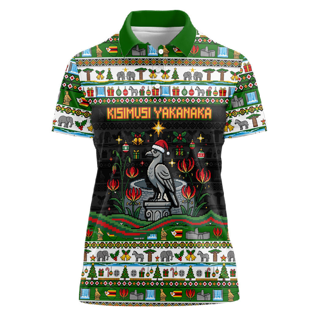 Zimbabwe Christmas Bird Elephant Women Polo Shirt Kisimusi Yakanaka ...