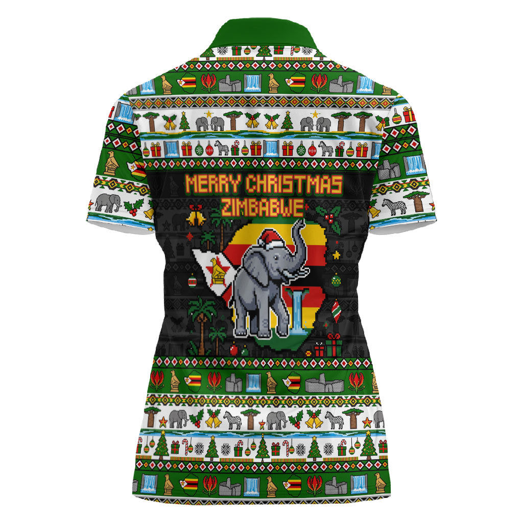 Zimbabwe Christmas Bird Elephant Women Polo Shirt Kisimusi Yakanaka ...