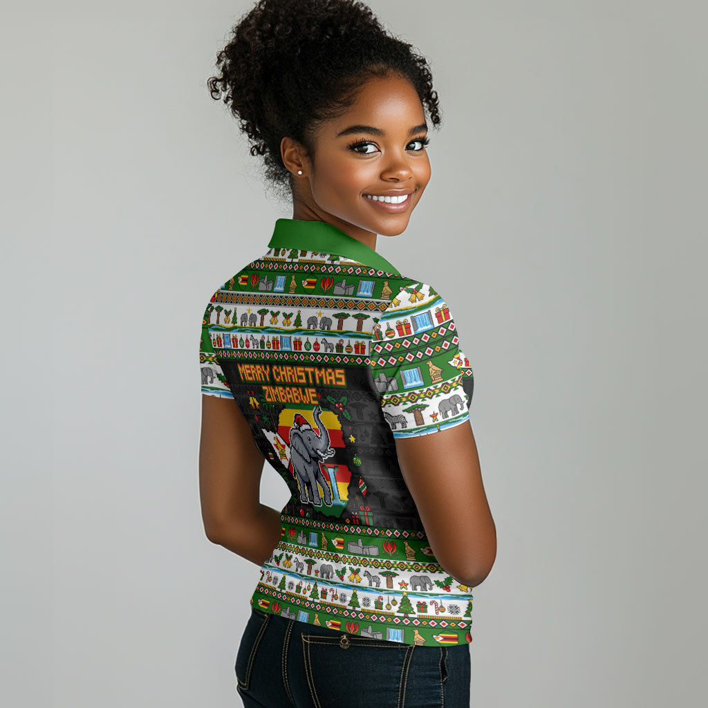 Zimbabwe Christmas Bird Elephant Women Polo Shirt Kisimusi Yakanaka ...