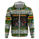 Zimbabwe Christmas Bird Elephant Zip Hoodie Kisimusi Yakanaka - Bird Victoria Falls - Ugly Pixel Art