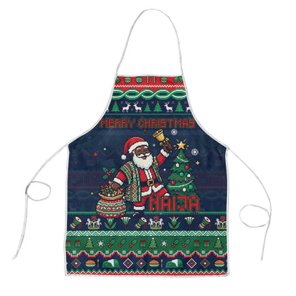 Nigeria Christmas Naija Santa Apron Zuma Rock Eagle Ugly Xmas Pixel Art