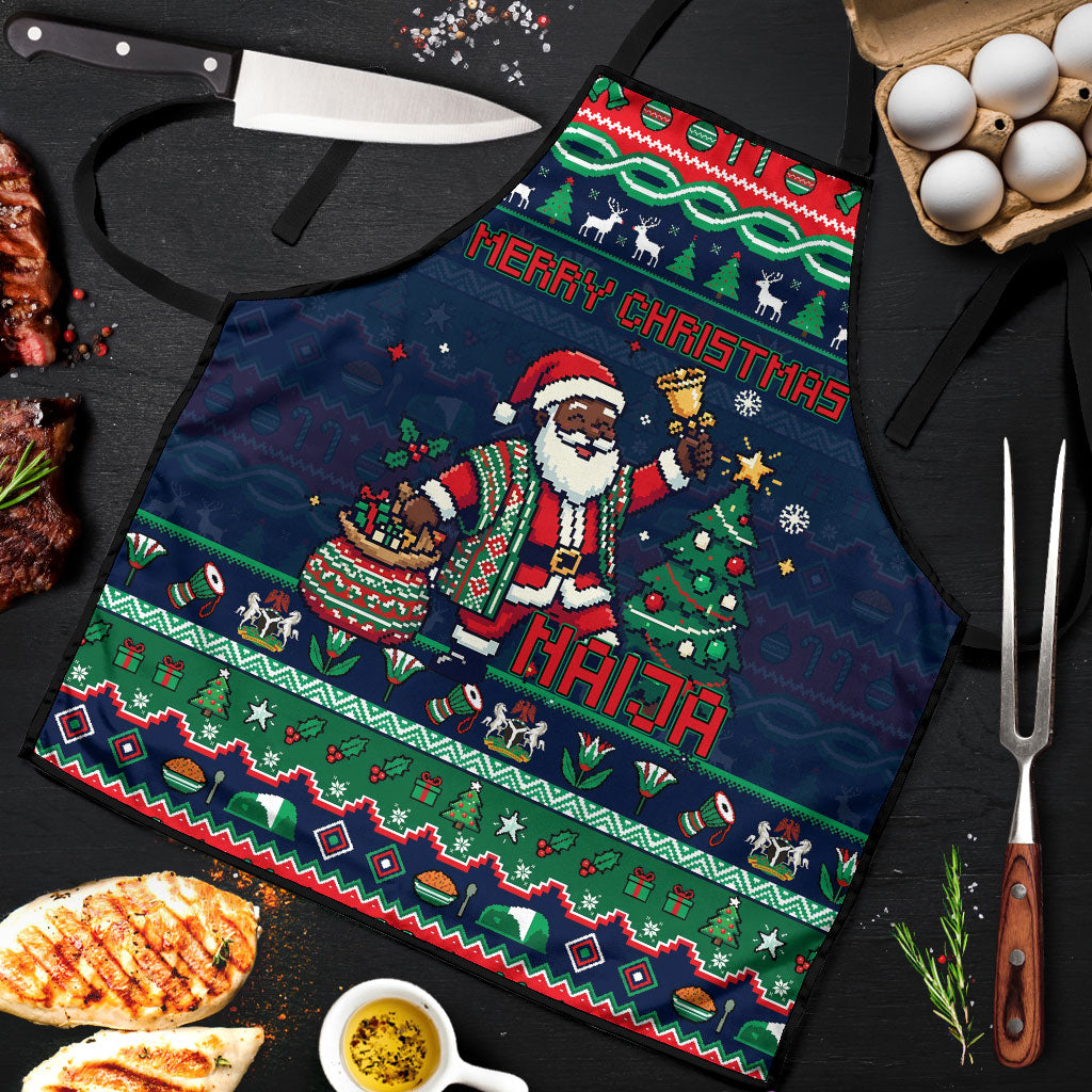 Nigeria Christmas Naija Santa Apron Zuma Rock Eagle Ugly Xmas Pixel Art
