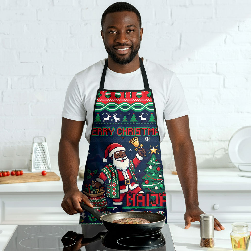 Nigeria Christmas Naija Santa Apron Zuma Rock Eagle Ugly Xmas Pixel Art