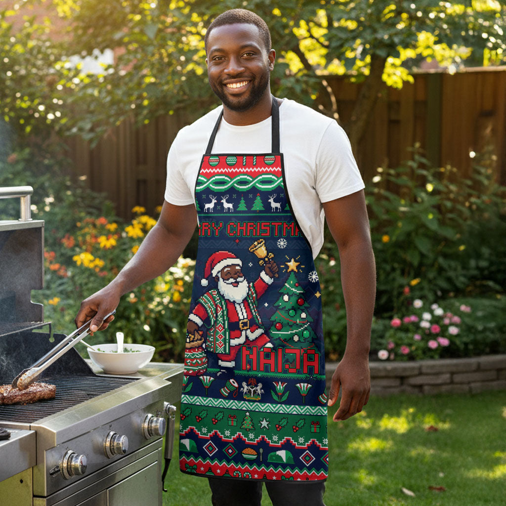 Nigeria Christmas Naija Santa Apron Zuma Rock Eagle Ugly Xmas Pixel Art