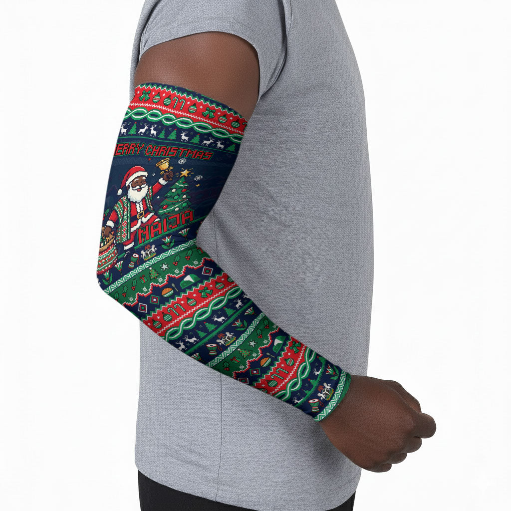 Nigeria Christmas Naija Santa Arm Sleeves Zuma Rock Eagle Ugly Xmas Pixel Art