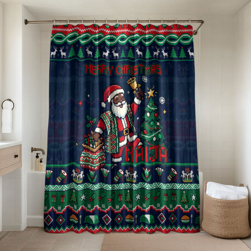 Nigeria Christmas Naija Santa Bathroom Set Zuma Rock Eagle Ugly Xmas Pixel Art