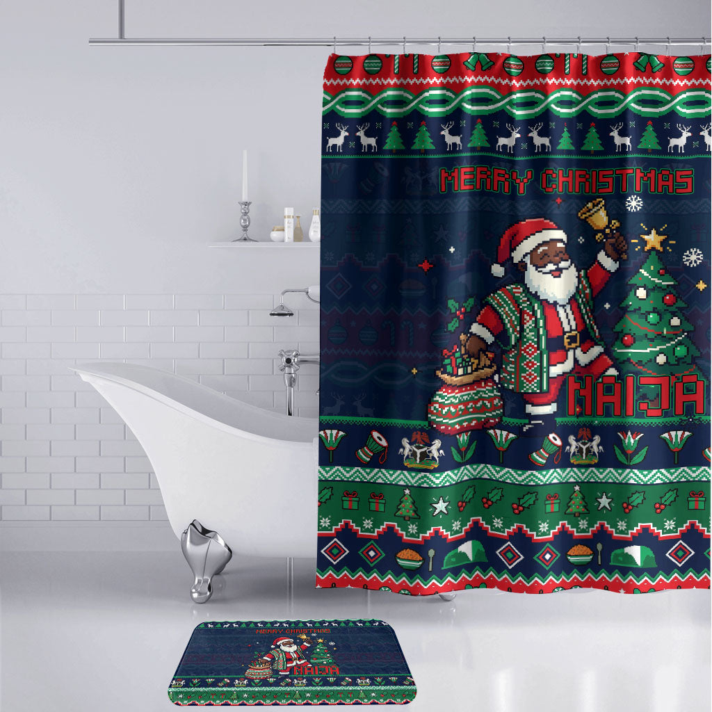 Nigeria Christmas Naija Santa Bathroom Set Zuma Rock Eagle Ugly Xmas Pixel Art