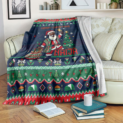 Nigeria Christmas Naija Santa Blanket Zuma Rock Eagle Ugly Xmas Pixel Art