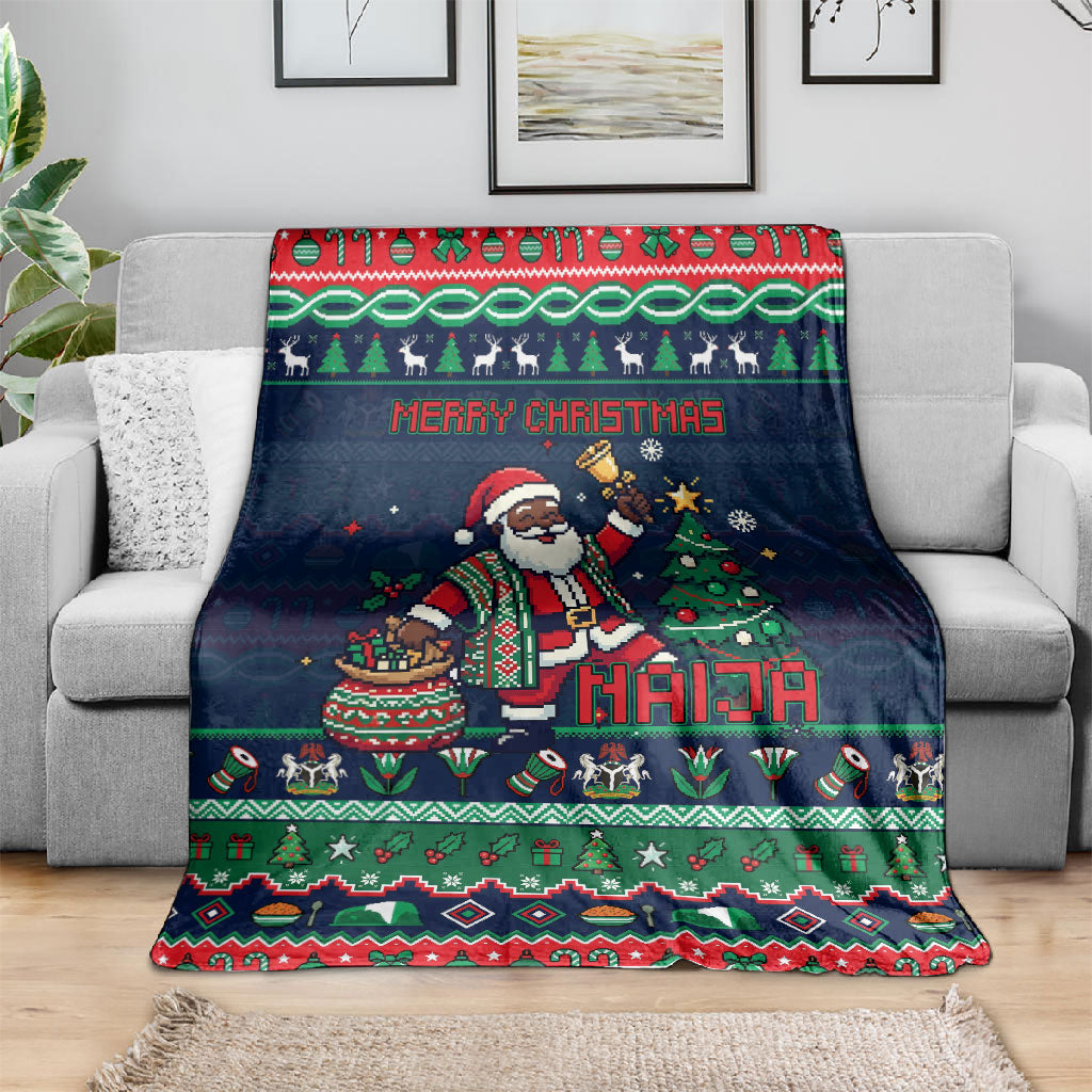 Nigeria Christmas Naija Santa Blanket Zuma Rock Eagle Ugly Xmas Pixel Art