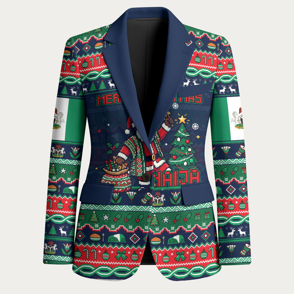 Nigeria Christmas Naija Santa Blazer Zuma Rock Eagle Ugly Xmas Pixel Art