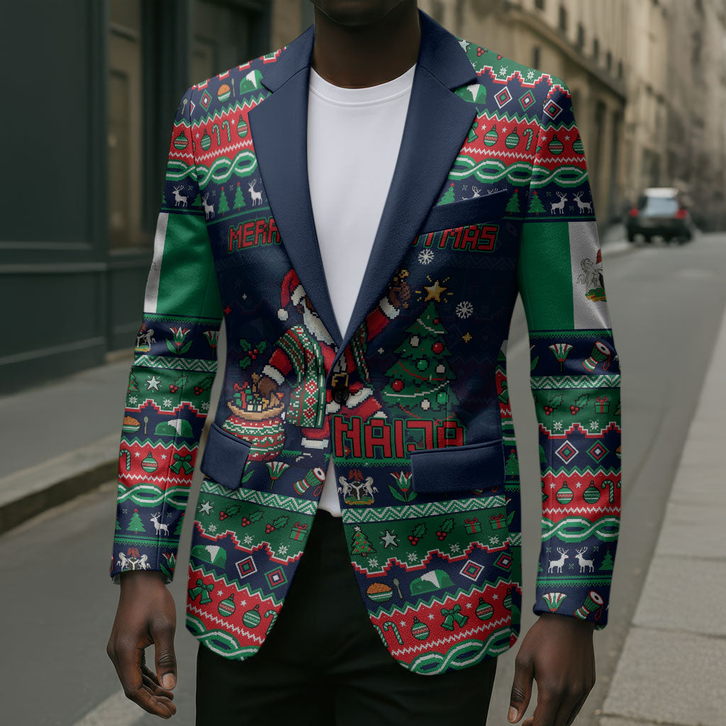 Nigeria Christmas Naija Santa Blazer Zuma Rock Eagle Ugly Xmas Pixel Art
