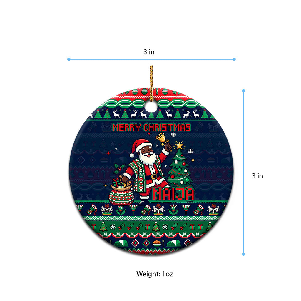 Nigeria Christmas Naija Santa Ceramic Ornament Zuma Rock Eagle Ugly Xmas Pixel Art