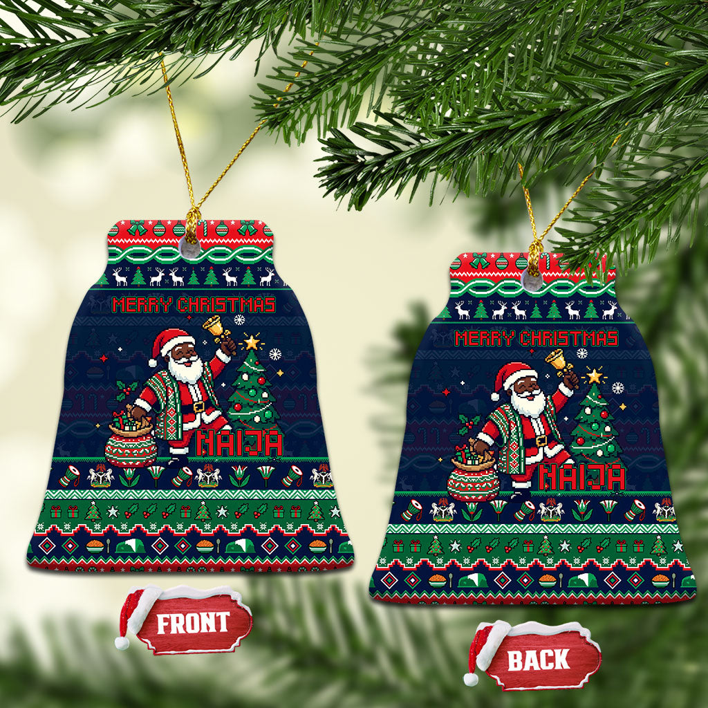 Nigeria Christmas Naija Santa Ceramic Ornament Zuma Rock Eagle Ugly Xmas Pixel Art