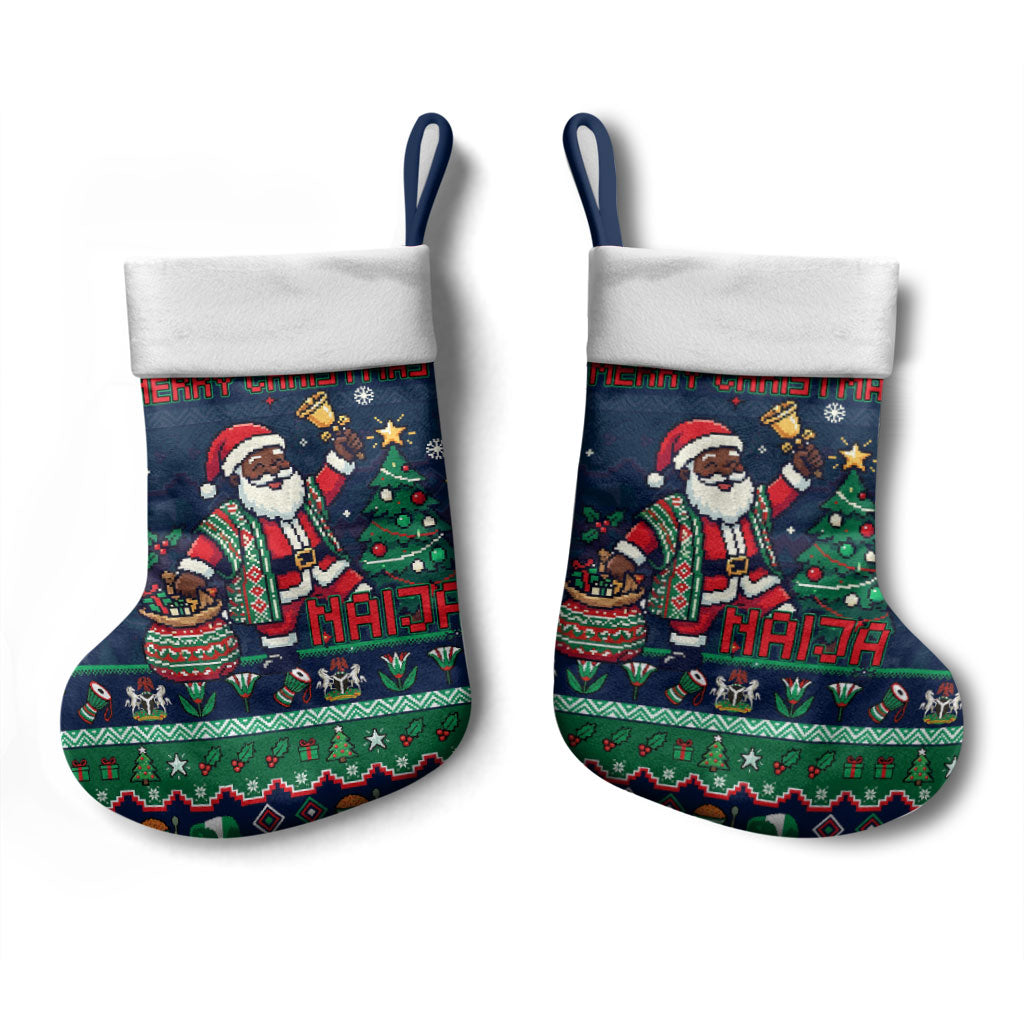 Nigeria Christmas Naija Santa Christmas Stocking Zuma Rock Eagle Ugly Xmas Pixel Art