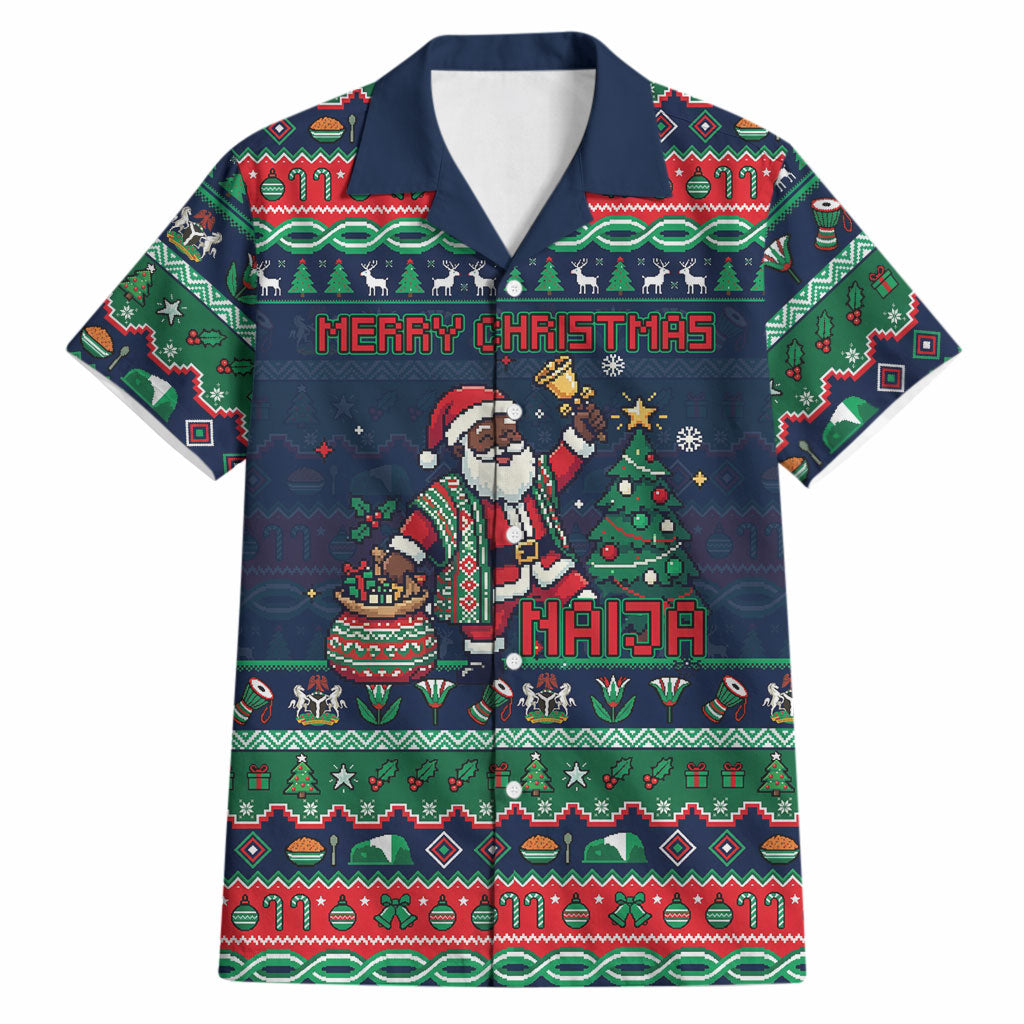 Nigeria Christmas Naija Santa Hawaiian Shirt Zuma Rock Eagle Ugly Xmas Pixel Art