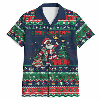 Nigeria Christmas Naija Santa Hawaiian Shirt Zuma Rock Eagle Ugly Xmas Pixel Art