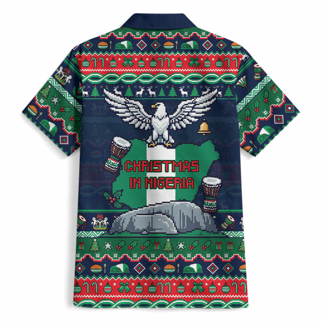 Nigeria Christmas Naija Santa Hawaiian Shirt Zuma Rock Eagle Ugly Xmas Pixel Art