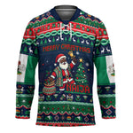 Nigeria Christmas Naija Santa Hockey Jersey Zuma Rock Eagle Ugly Xmas Pixel Art