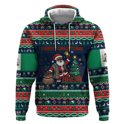 Nigeria Christmas Naija Santa Hoodie Zuma Rock Eagle Ugly Xmas Pixel Art