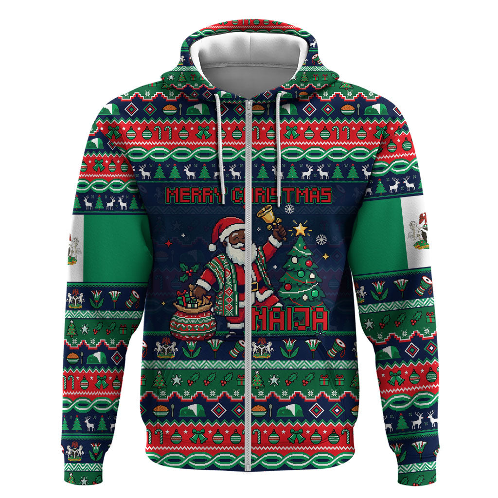 Nigeria Christmas Naija Santa Hoodie Zuma Rock Eagle Ugly Xmas Pixel Art