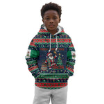 Nigeria Christmas Naija Santa Kid Hoodie Zuma Rock Eagle Ugly Xmas Pixel Art