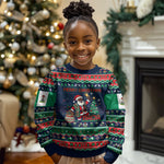 Nigeria Christmas Naija Santa Kid Ugly Christmas Sweater Zuma Rock Eagle Ugly Xmas Pixel Art