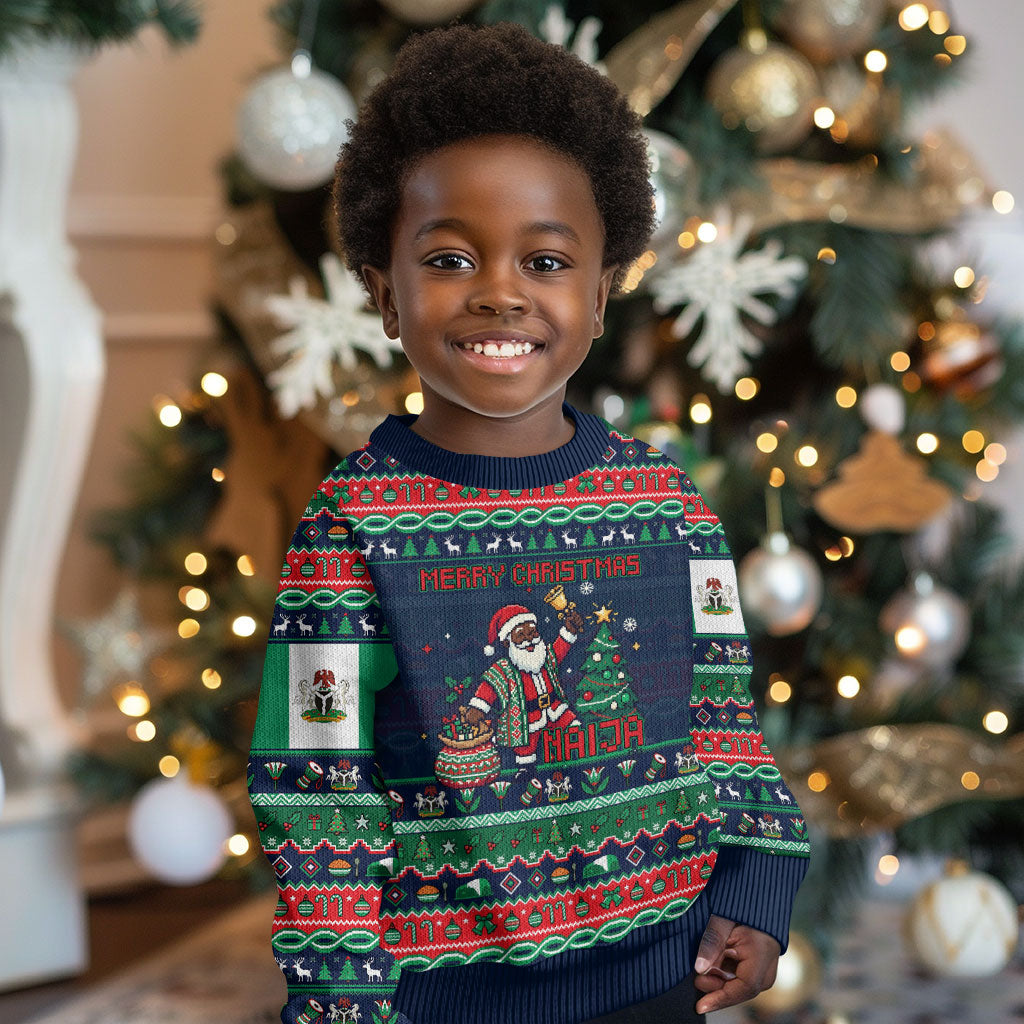 Nigeria Christmas Naija Santa Kid Ugly Christmas Sweater Zuma Rock Eagle Ugly Xmas Pixel Art