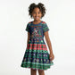 Nigeria Christmas Naija Santa Kid Short Sleeve Dress Zuma Rock Eagle Ugly Xmas Pixel Art
