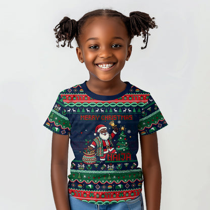 Nigeria Christmas Naija Santa Kid T shirt Zuma Rock Eagle Ugly Xmas Pixel Art