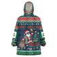 Nigeria Christmas Naija Santa Kid Wearable Blanket Hoodie Zuma Rock Eagle Ugly Xmas Pixel Art