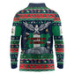 Nigeria Christmas Naija Santa Long Sleeve Polo Shirt Zuma Rock Eagle Ugly Xmas Pixel Art