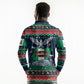 Nigeria Christmas Naija Santa Long Sleeve Polo Shirt Zuma Rock Eagle Ugly Xmas Pixel Art
